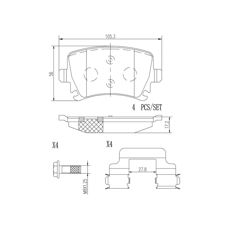 BREMBO Ceramic Rear Disc Brake Pad Set - P85095N