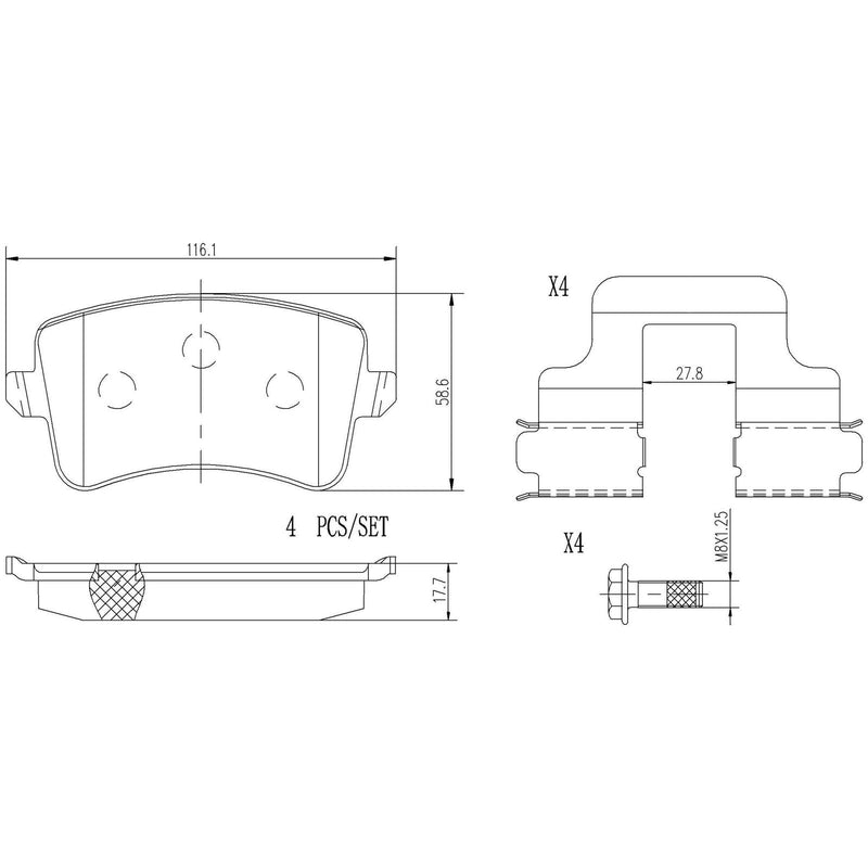 BREMBO Ceramic Rear Disc Brake Pad Set - P85100N