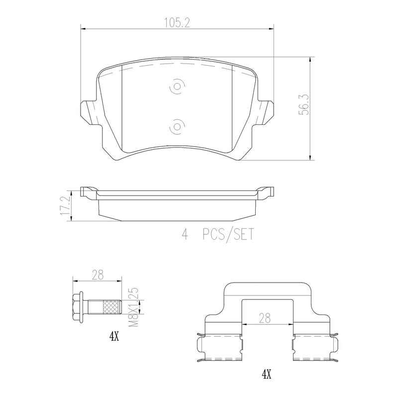 BREMBO Ceramic Rear Disc Brake Pad Set - P85108N