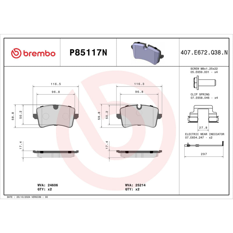 BREMBO CERAMIC Brake Pad Set P85117N