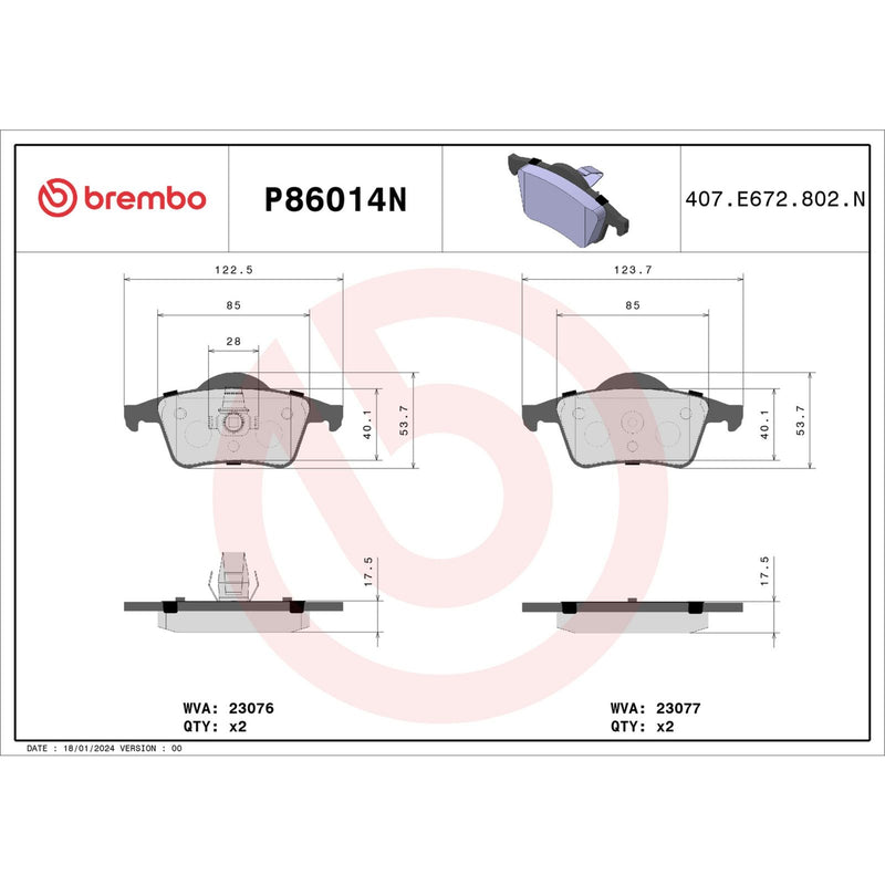 BREMBO Ceramic Rear Disc Brake Pad Set - P86014N