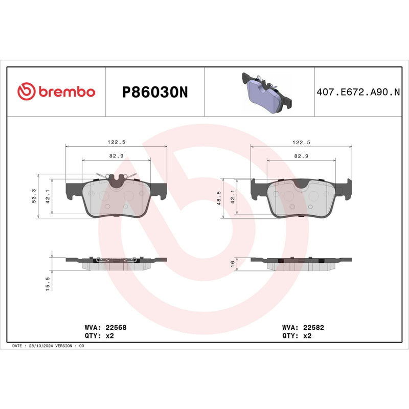 BREMBO CERAMIC Brake Pad Set P86030N
