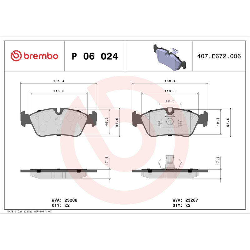 PRIME Low-Met Front Disc Brake Pad Set - P06024