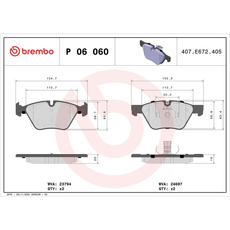 BREMBO Brake Pad Set P06060