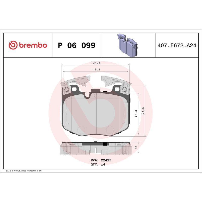BREMBO Brake Pad Set P06099