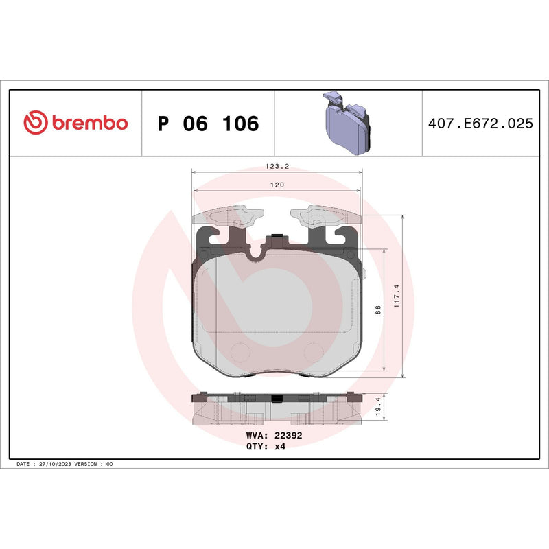BREMBO Brake Pad Set P06106