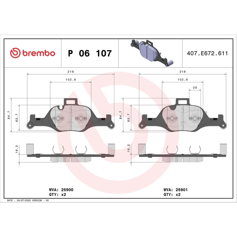 BREMBO Brake Pad Set P06107