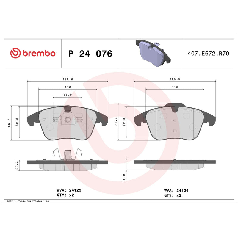 PRIME Low-Met Front Disc Brake Pad Set - P24076
