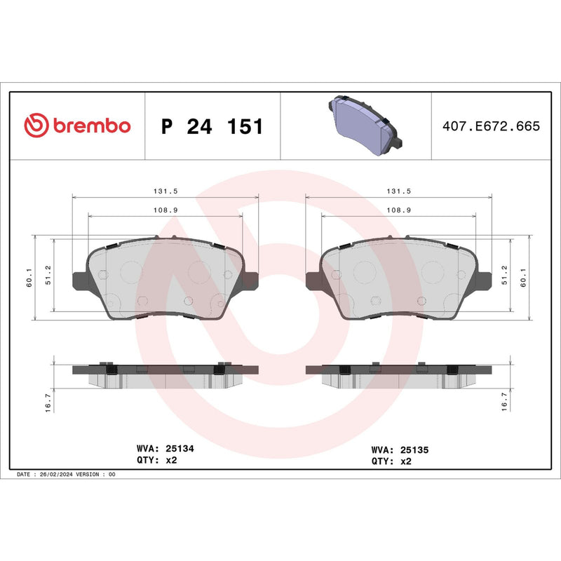 PRIME Low-Met Front Disc Brake Pad Set - P24151