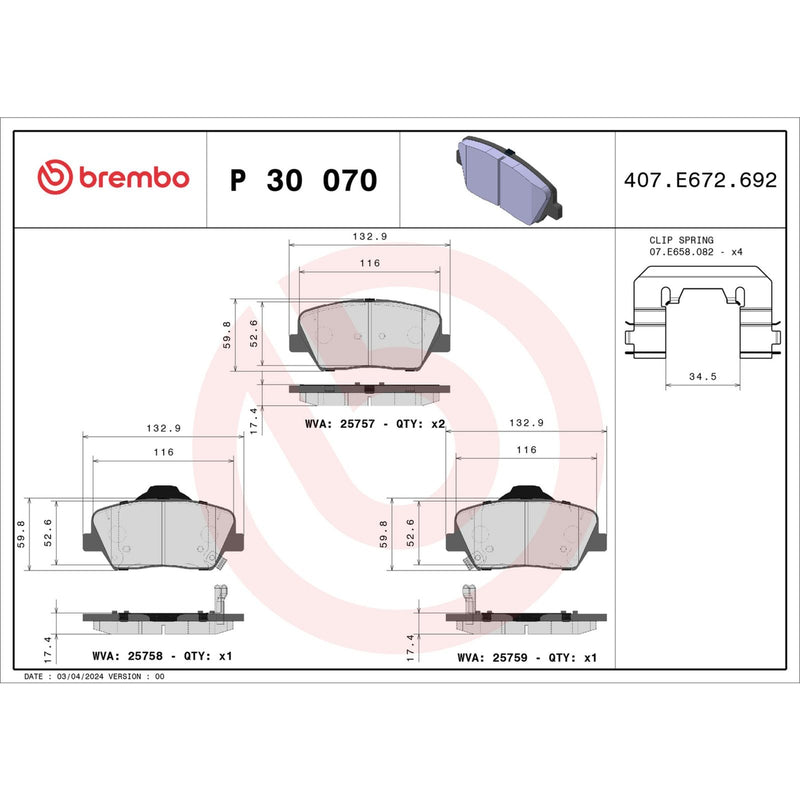 PRIME Low-Met Front Disc Brake Pad Set - P30070