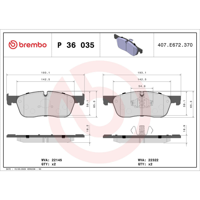 BREMBO Brake Pad Set P36035