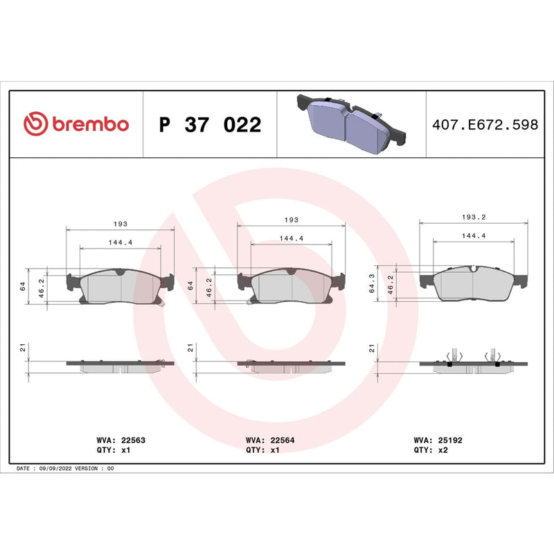 PRIME Low-Met Front Disc Brake Pad Set - P37022