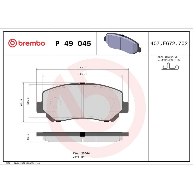 PRIME Low-Met Front Disc Brake Pad Set - P49045