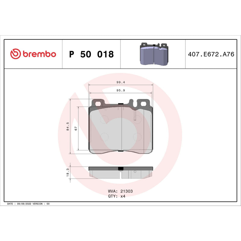 PRIME Low-Met Front Disc Brake Pad Set - P50018