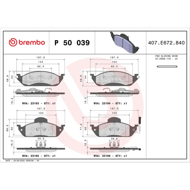 PRIME Low-Met Front Disc Brake Pad Set - P50039