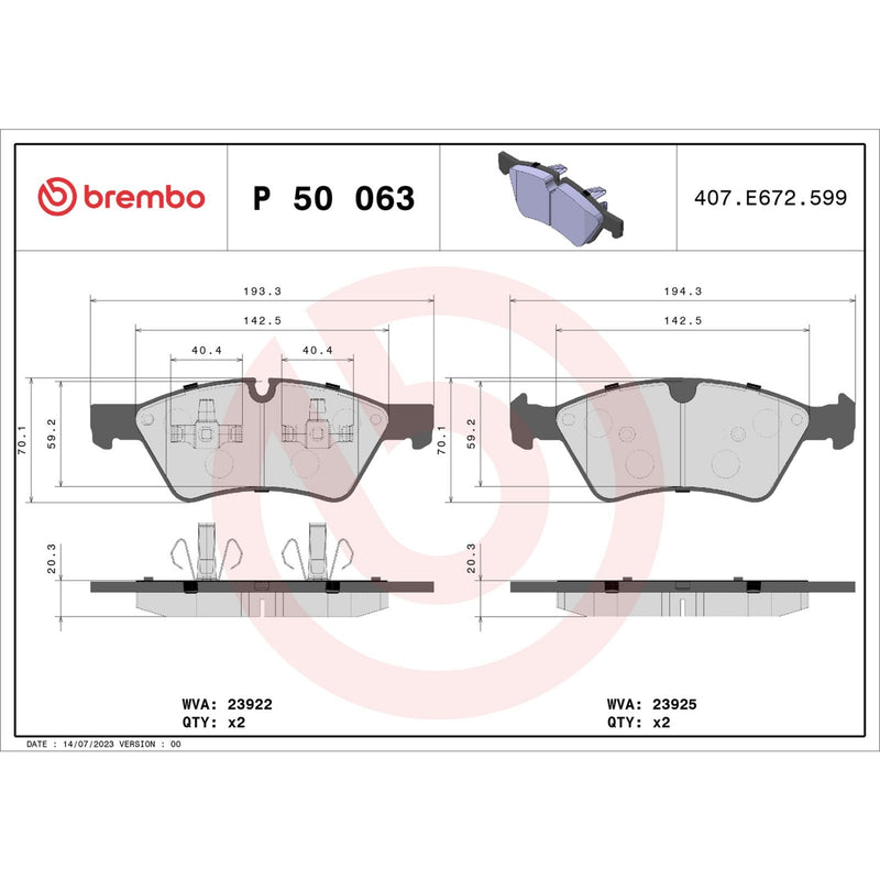 PRIME Low-Met Front Disc Brake Pad Set - P50063