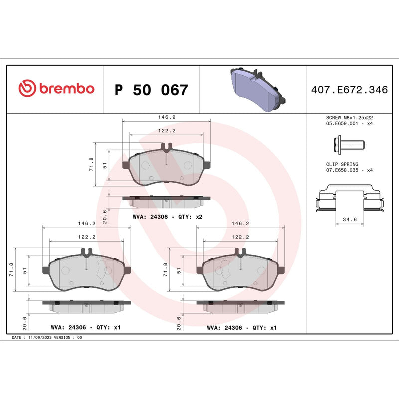 BREMBO Brake Pad Set P50067