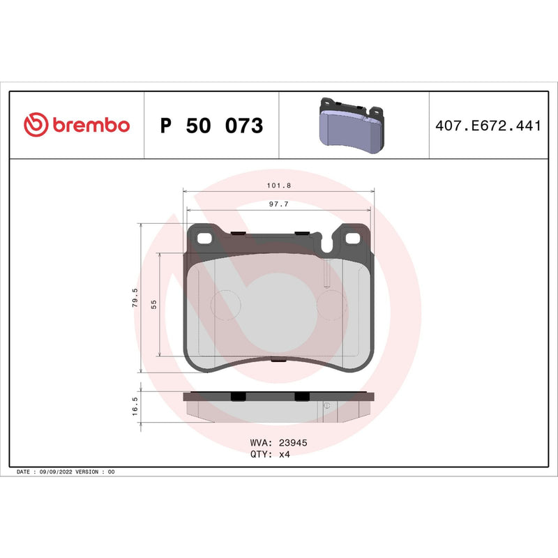 PRIME Low-Met Front Disc Brake Pad Set - P50073