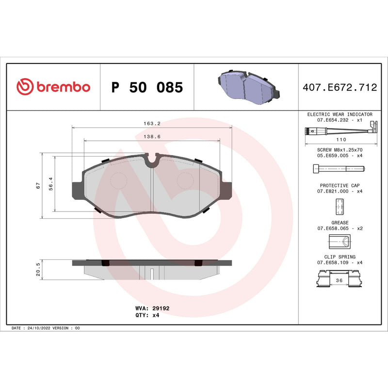 BREMBO Brake Pad Set P50085