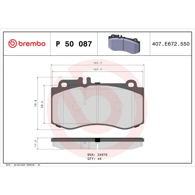 PRIME Low-Met Front Disc Brake Pad Set - P50087