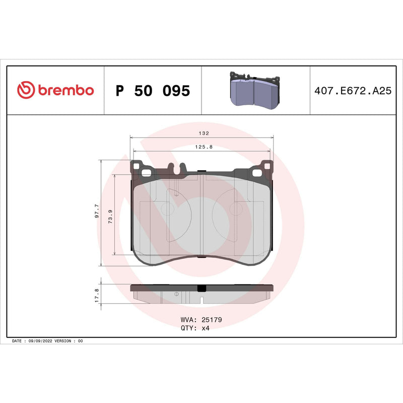 BREMBO Brake Pad Set P50095