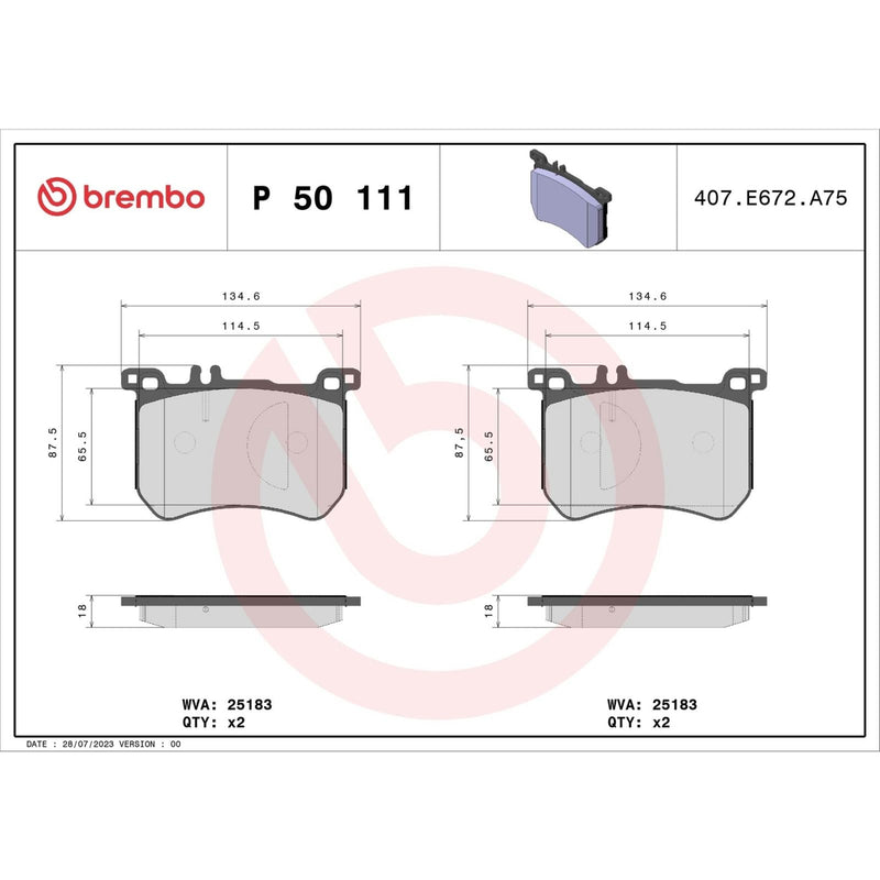 PRIME Low-Met Front Disc Brake Pad Set - P50111