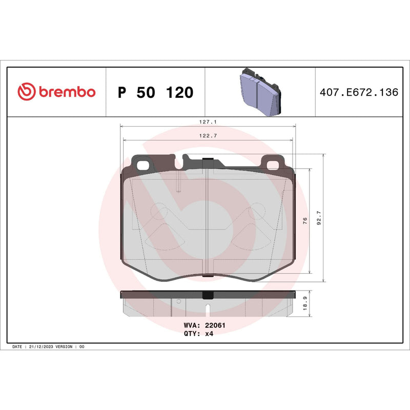 PRIME Low-Met Front Disc Brake Pad Set - P50120