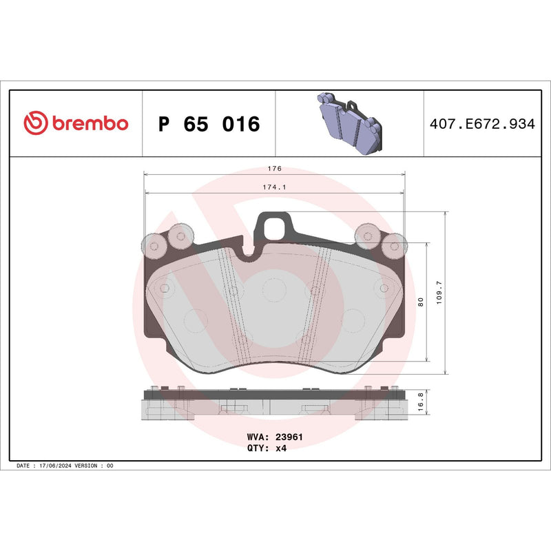 PRIME Low-Met Front Disc Brake Pad Set - P65016