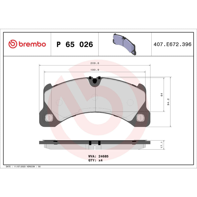 Brembo Brake Pad Set P65026