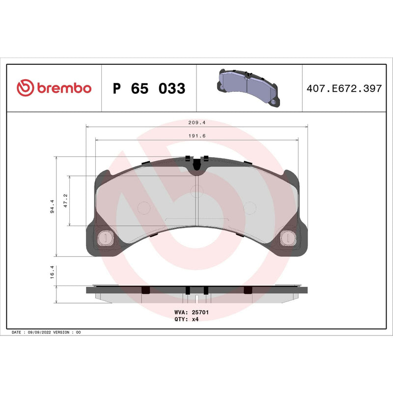 BREMBO Brake Pad Set P65033