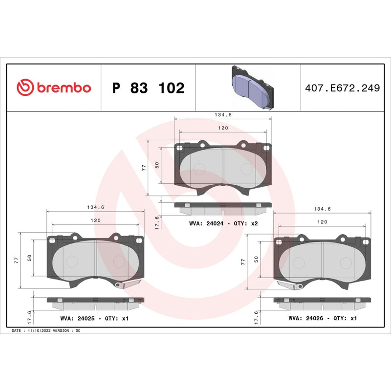 PRIME Low-Met Front Disc Brake Pad Set - P83102