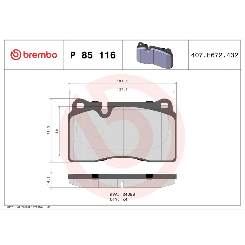 PRIME Low-Met Front Disc Brake Pad Set - P85116