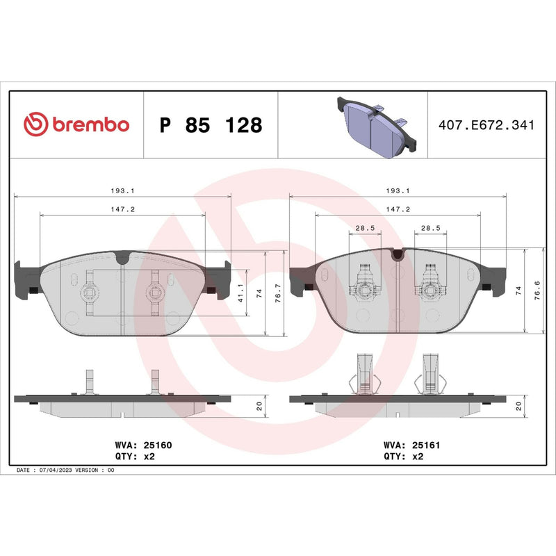 PRIME Low-Met Front Disc Brake Pad Set - P85128