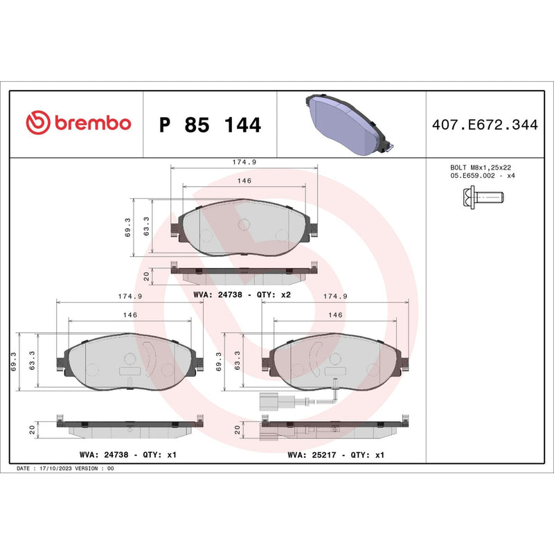 PRIME Low-Met Front Disc Brake Pad Set - P85144