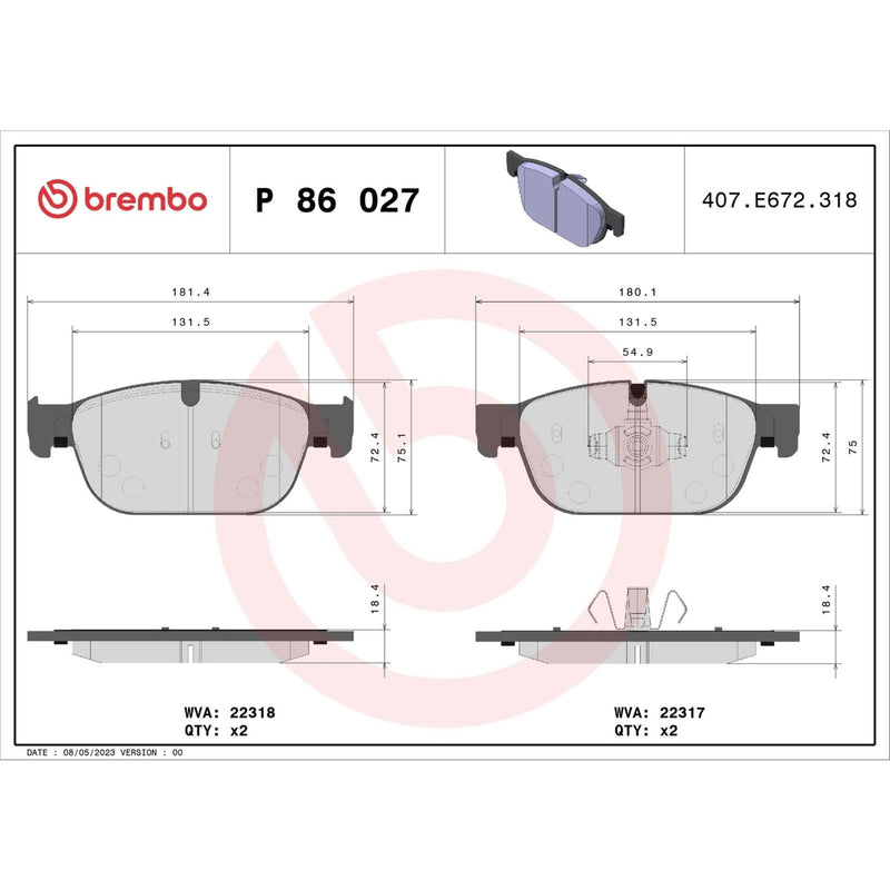 PRIME Low-Met Front Disc Brake Pad Set - P86027