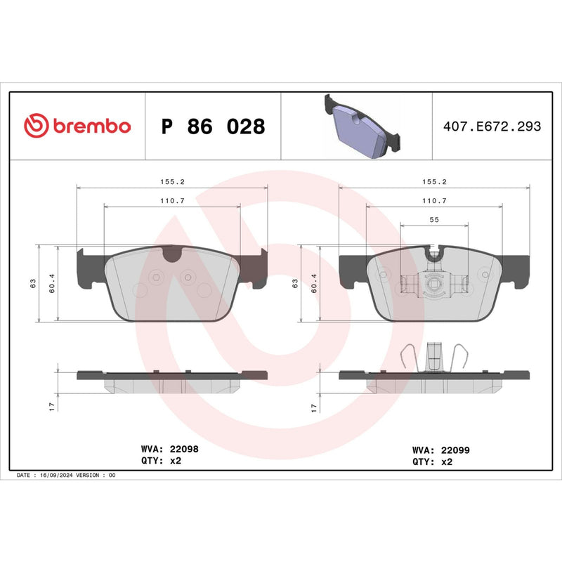 BREMBO Brake Pad Set P86028