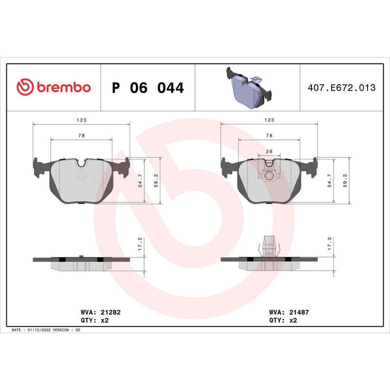 BREMBO Brake Pad Set P06044