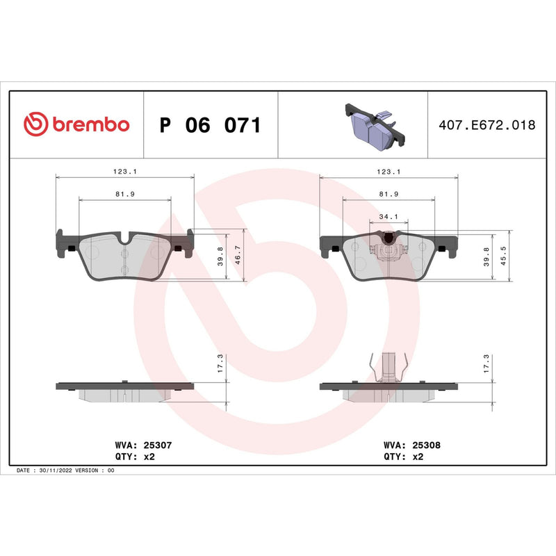 Brembo Rear Brake Pads Set