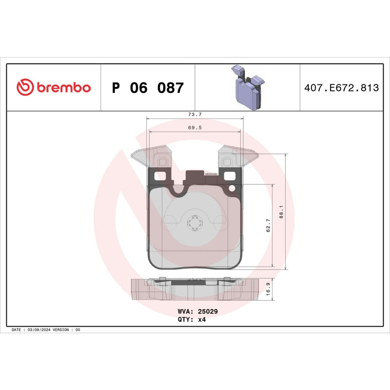BREMBO Brake Pad Set P06087