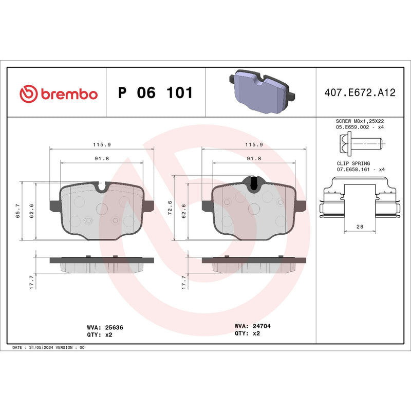 BREMBO Brake Pad Set P06101