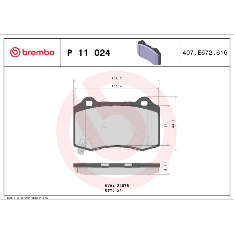 PRIME Low-Met Rear Disc Brake Pad Set - P11024