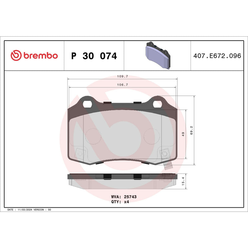 PRIME Low-Met Rear Disc Brake Pad Set - P30074