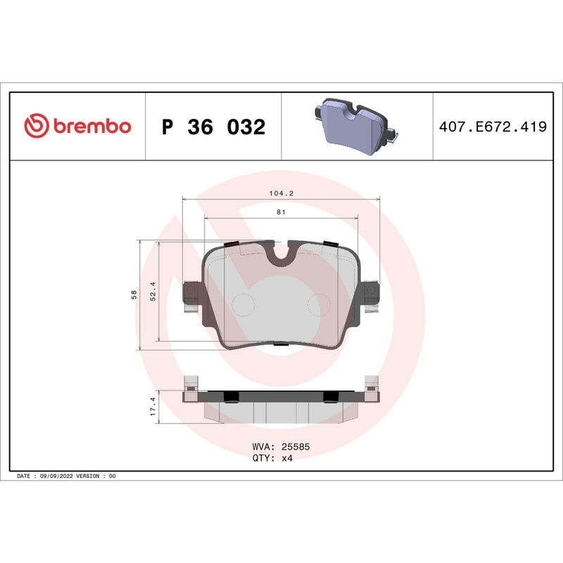 BREMBO Brake Pad Set P36032