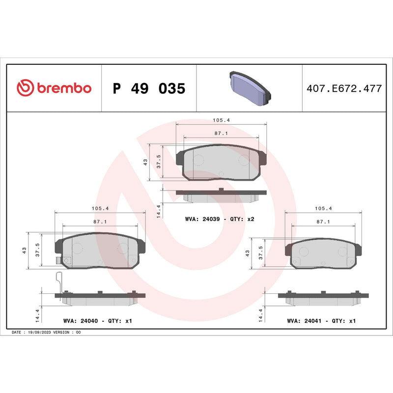 PRIME Low-Met Rear Disc Brake Pad Set - P49035