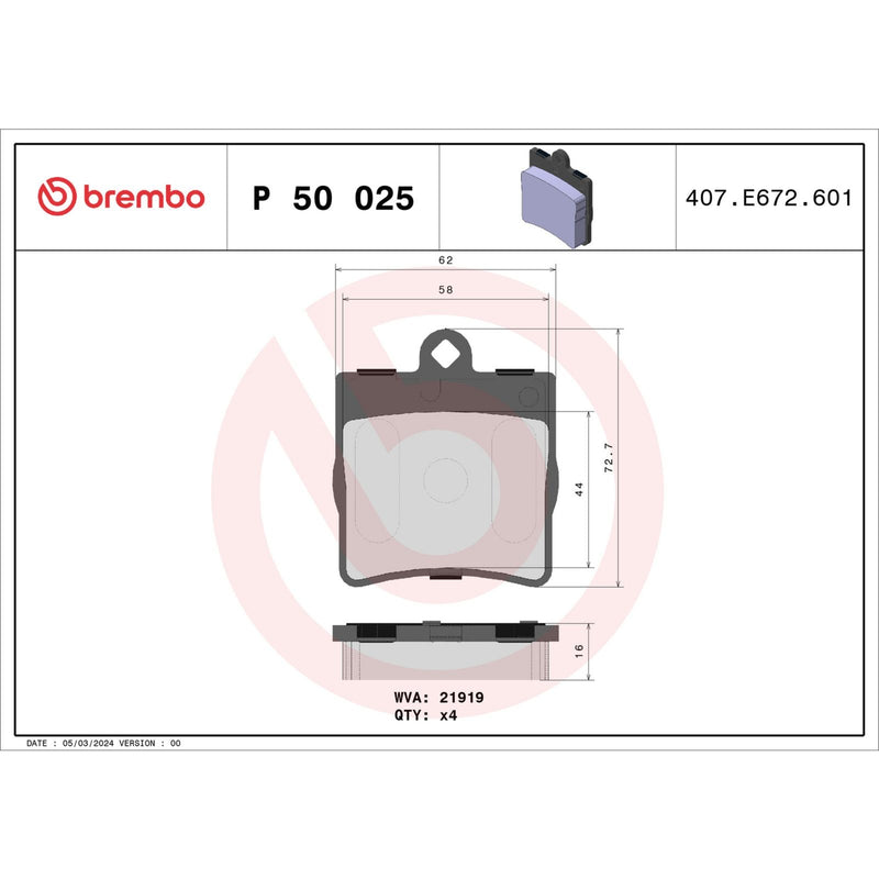 PRIME Low-Met Rear Disc Brake Pad Set - P50025