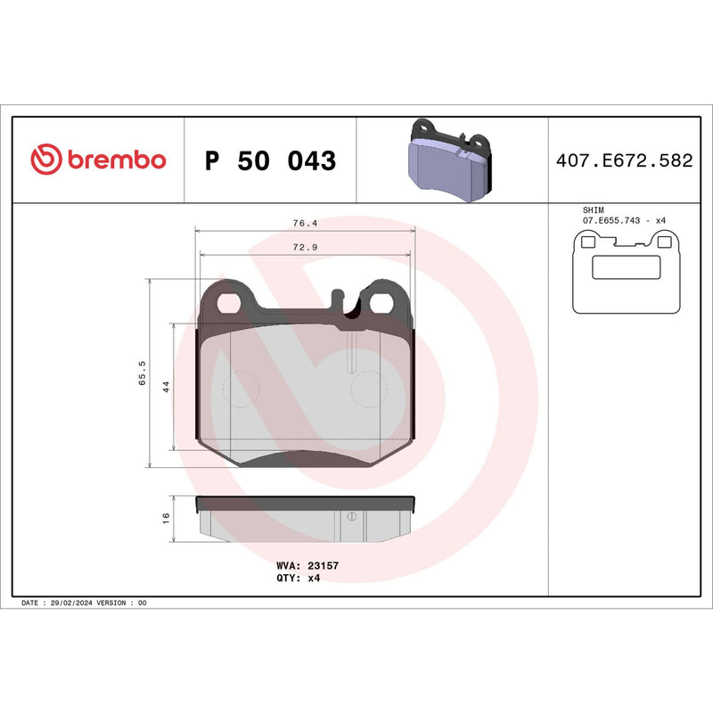 PRIME Low-Met Rear Disc Brake Pad Set - P50043