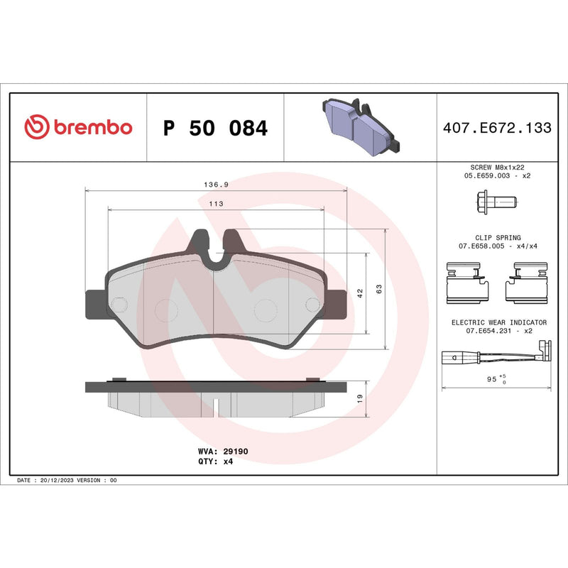 BREMBO Brake Pad Set P50084