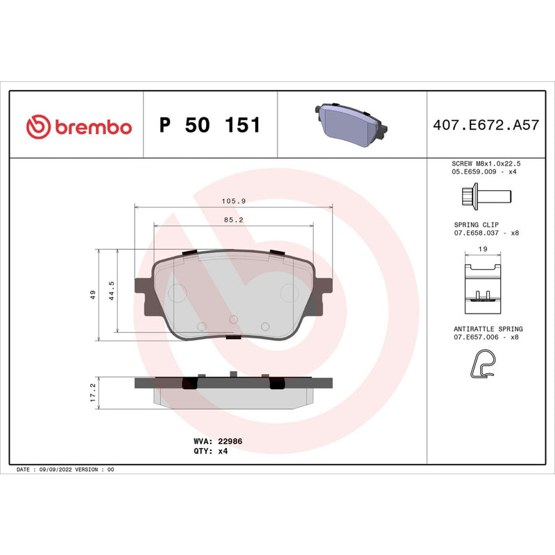 PRIME Low-Met Rear Disc Brake Pad Set - P50151