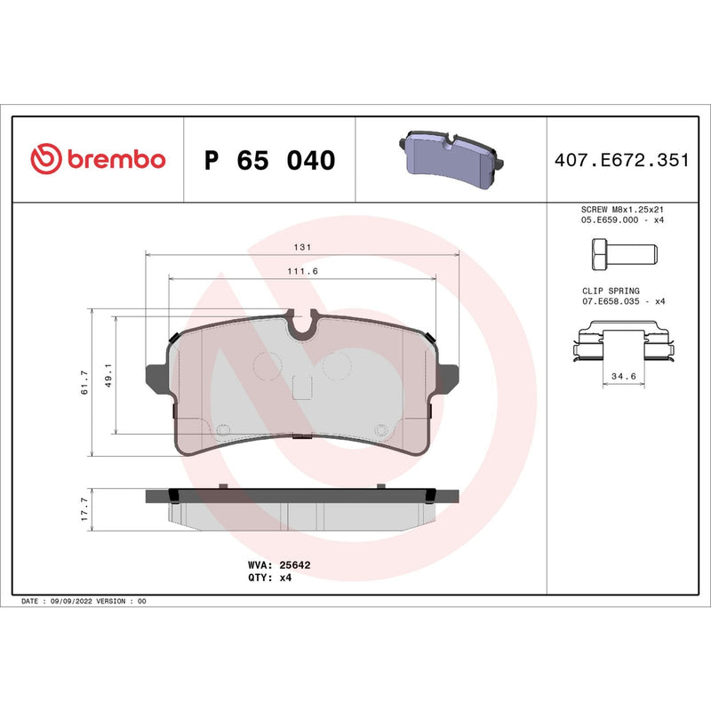 Brembo Brake Pad Set P65040