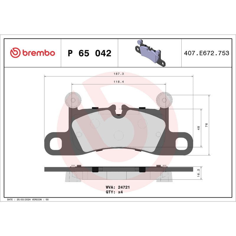 BREMBO Brake Pad Set P65042